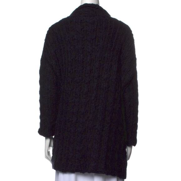 Maje Garner Navy Blue Heavy Knit Jacquard Mohair Blend Oversized Cardigan M - Picture 7 of 10